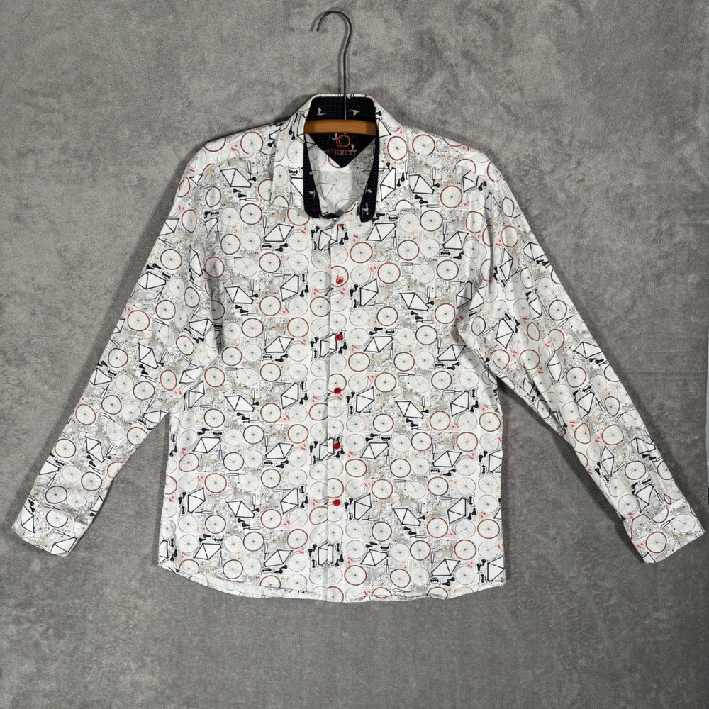 Marco By Maldo Bicycle Print Button Down Shirt Men XL Cycling Hipster Indie Euro